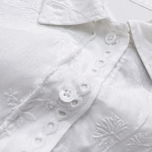 Ранняя осень женская одежда 2025 льняная вышивка Изысканная сетчатая ажурная рубашка с высокой талией и юбкой - Product Image 4