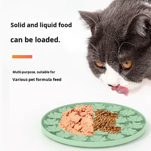 Pet Slow Feeding <b>Mat</b> Portable Silicone Suction Cup Anti-Choking Leak-Proof Licking Pad Leaf Pattern for <b>Cats</b> Dogs - Product Image 2