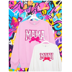 卸売りビッグシニアマママパッチ女性服装飾刺繍刺繍マンマシェニールパッチスパンコール弓付きママギフト用 - Product Image 2