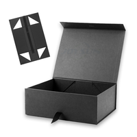 Boîte cadeau pliable en carton rigide noir de luxe avec logo personnalisé OEM, grand format, fermeture magnétique, vide