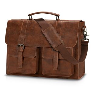 Porte-documents vintage en cuir PU durable avec protection imperméable et bandoulière réglable pour hommes professionnels - Product Image 1