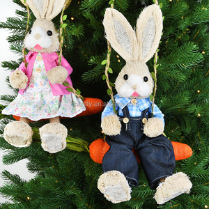 New Handmade Gift Product Artificial Animal Easter Decoration Handmade Straw Bunny <b>Toys</b> <b>for</b> Home Shop Decoration Easter Day - Product Image 5