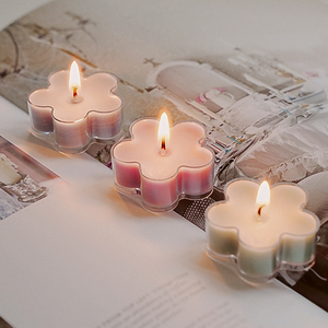 Pequeño Mini regalos creativos hechos a mano 4 horas flor colorida cera <span class=keywords><strong>de</strong></span> soja cera <span class=keywords><strong>de</strong></span> parafina perfumada Tealight aromaterapia té vela ligera - Product Image 1
