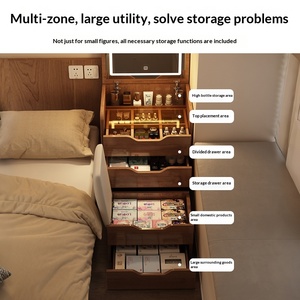 Small Solid Wood <strong>Bedside</strong> Dressing <strong>Table</strong> Bedroom Modern Simple Storage Cabinet Makeup <strong>Table</strong> with Integrated Makeup <strong>Mirror</strong> - Product Image 5