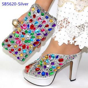 Scarpe italiane Set di borse pietre di lusso e borsa oro scarpe da donna borsa abbinata - Product Image 4