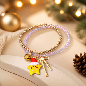 Braccialetto con Ciondolo Natalizio a Forma di Babbo Natale in Stile Cartoon, Cordino Intrecciato Regolabile, Gioiello di Lusso Leggero per le Festività - Product Image 2