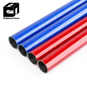 OEM Roll-wrapping Carbon Fibre Tube Coloured Tubes Royal Blue Carbon Fiber Colored Tube 3K Glossy/Matte