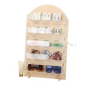 Présentoir à bijoux en bois multicouche à 5 niveaux pour boucles d'oreilles, lunettes de soleil et accessoires – Organisateur de bureau - Product Image 5