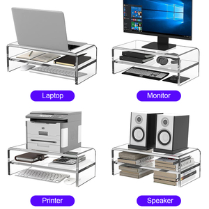 Modern Clear <strong>Acrylic</strong> Desktop <strong>Computer</strong> &amp; Laptop <strong>Stand</strong> Multi-Purpose Monitor Display Rack for Office &amp; Home <strong>Desk</strong> - Product Image 3