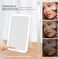 Espejo de Maquillaje LED de Escritorio MLG Personalizado OEM ODM Icon Travel, Táctil Inteligente, Regulable, Portátil, con Soporte Plegable Ajustable e Iluminado