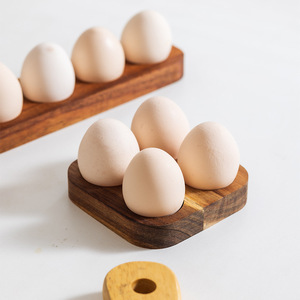 Acacia Wood Egg Storage Box Divided Design <b>Kitchen</b> Freshness Preservation Minimalist Style - Product Image 3
