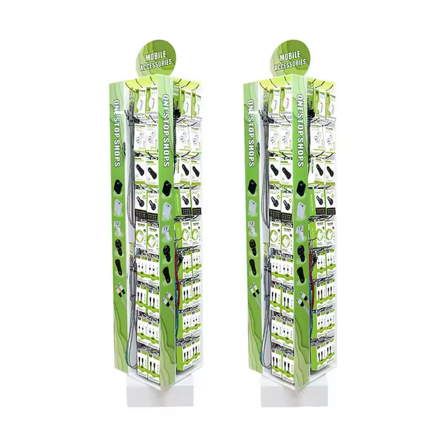 Rotating Floor-standing Mobile Phone Accessory Display Stand Suitable for Displaying Phone Cases USB Data Cables and Chargers