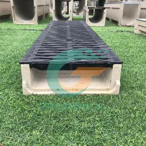 GREENTECH Drain de sol extérieur Gouttière EN1433 Fossé de drainage en béton polymère avec grilles - Product Image 1
