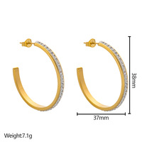 Boucles d'oreilles Ins Simple C Ring Cold Wind Boucles d'oreilles Titanium Steel Double Half Circle avec Diamond Elegant Temperament Stud Earrings