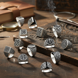925K Sterling <b>Silver</b> Handmade Art Design Carved <b>Men</b> <b>Ring</b> - Product Image 3