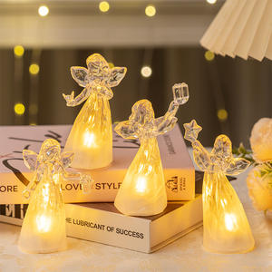 Lampu malam akrilik bercahaya warna-warni dekorasi Natal ornamen malaikat kristal cahaya hangat lampu malam indah - Product Image 2