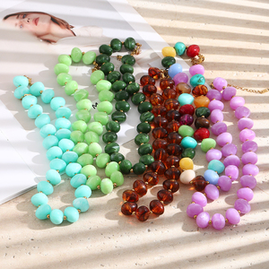 Collana Dreamshow con Perle Acriliche a Goccia Multicolore Blu Verde Viola Ambra in Acciaio Inossidabile 316L Placcato Oro Impermeabile - Product Image 3