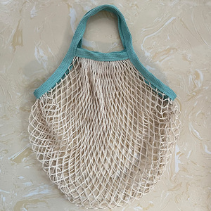 Filet fourre-tout en maille de coton personnalisé écologique sac recyclable pliable pour les fêtes d'épicerie et shopping avec impression par transfert de chaleur - Product Image 4