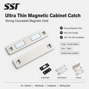 Loquet magnétique ultra-fin en acier inoxydable pour armoire, aimant de porte dissimulé puissant, sans perçage, pour armoire, placard, porte coulissante - Product Image 1