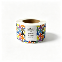 Étiquettes personnalisées en rouleau pour café et aliments, écologiques, imprimées sur mesure, autocollantes en vinyle imperméable pour bocaux, formes personnalisées pour emballage – Vente en gros