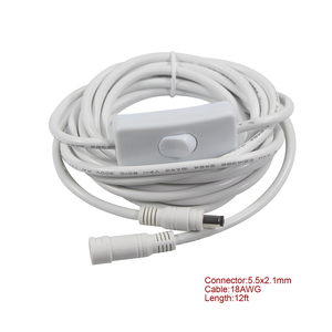 Cable blanco de 12V CC con interruptor de encendido/apagado 5,5mm * 2,1mm enchufe de barril macho a hembra para luz LED en productos electrónicos de consumo - Product Image 4
