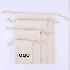 Reusable Shopping <b>Bags</b> Cotton <b>Canvas</b> Tote <b>Bags</b> With Designer Custom Logo Printed Small Cloth Cotton Linen <b>Drawstring</b> <b>Bags</b> - Product Image 6