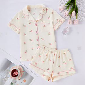 Conjunto de <span class=keywords><strong>Pijama</strong></span> Multicolor para Mujer, Estilo Corto y Lindo, Ideal para el Verano, Superventas - Product Image 6