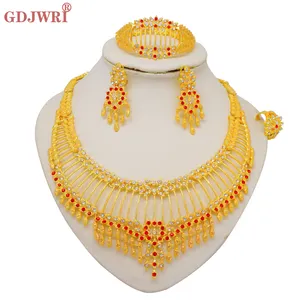 GDJWRI BJ1188 African necklace earring luxury costume gold women fashion sets dubai gold fine jewelry piercing jewelry