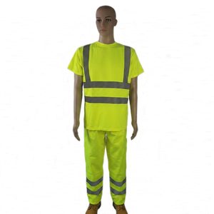 T-shirt réfléchissant haute visibilité à manches courtes, jaune fluorescent, chemise de travail de sécurité avec bandes réfléchissantes pour les travailleurs en extérieur - Product Image 1