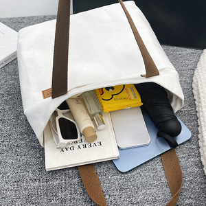 Custom Logo Eco-friendly Shopping, Canvas Bag Organic Canvas Tote Bag For Shopping With Expandable Capacity/ - Product Image 3