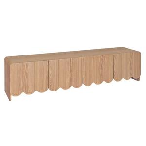 Meubles <span class=keywords><strong>TV</strong></span> en bois naturel avec design ondulé, 180 cm, grand meuble <span class=keywords><strong>TV</strong></span> en bois à 4 portes pour salon - Product Image 3