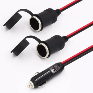 12-24V High Quality 6ft RoHS Certified 2*Female Cigarette Lighter <b>Car</b> Charger Male to Two Female Extension Cable for Automobile - Product Image 1