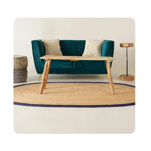 Handcrafted Braided Jute Rug Navy Blue Multi-Color Custom Design Modern Shape Non-Slip Stain Resistant Low Pile Custom Sizes - Product Image 1