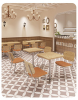 Ensemble de canapés de restaurant rétro français en gros, avec table à manger et chaises à structure métallique stable, idéal pour les salons de thé et les boulangeries