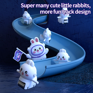 Leza bé LED nhấp nháy ánh sáng âm nhạc thỏ điện theo dõi xe cho trẻ em lắp ráp khe nhựa đồ chơi với cầu THANG LEO trượt - Product Image 6