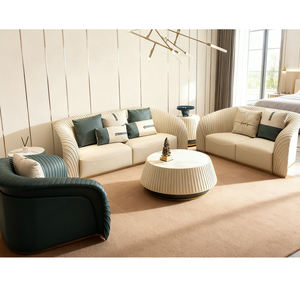 Elegante colección de sofás beige y tapizados, asientos contemporáneos para sala de estar con elegante juego de asientos seccionales - Product Image 3
