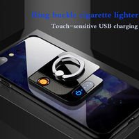 Briquet électrique à Logo personnalisé, support d'anneau de téléphone portable coupe-vent chargeur USB briquet électrique