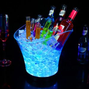 PP PS lumière seau à glace baril Champagne vin bière seau en plastique pour Ktv fête de mariage discothèque Bar Offres Spéciales 6L contemporain - Product Image 6