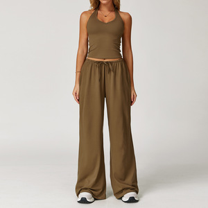 Nuove donne alla moda Nude sensazione Yoga <span class=keywords><strong>sport</strong></span> 3 pezzi Set allentato Sling danza per il tempo libero Yoga abbigliamento palestra Set Fitness - Product Image 3