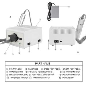 Taladro eléctrico de uñas de alta calidad de 65W fuerte 211 con pieza de mano de 35000RPM 120II plata - Product Image 4