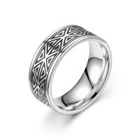 Anillo de acero inoxidable de moda de estilo Retro europeo y americano patrón geométrico Hip Hop personalidad anillo de acero de titanio joyería