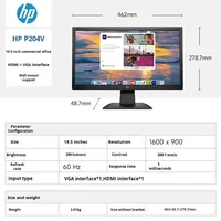 Groothandel voor HP P204V 19,5 inch pc-monitor HDMI+VGA zwart zakelijk kantoorontwerp