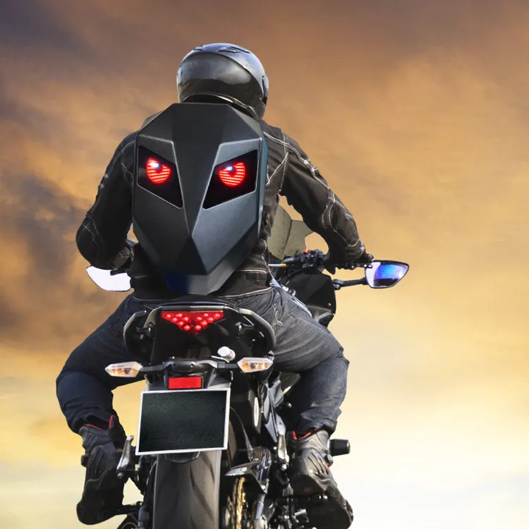 LP101 impermeável expansível motocicleta saco usb inteligente levou cavaleiro mochila com olhos