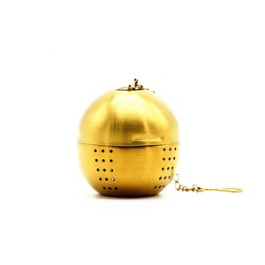 Colador Infusor de té de hojas sueltas, colador de acero inoxidable, fácil de abrir, chapado en oro - Product Image 1