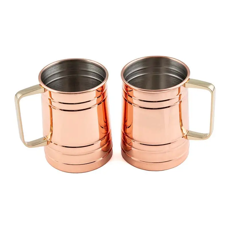Taza de cobre puro de alta calidad de fabricante, taza de cerveza de cobre de mula de Moscú con asa de acero inoxidable, tazas de café de té de cóctel de 500ML