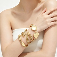 Ensemble de bracelets multicouches superposés géométriques exagérés style punk ouvert avec perles CCB, pour femme, été, style euro-américain transfrontalier