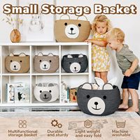 Panier de rangement tressé moderne et minimaliste à motif d'ours de dessin animé, organisateur de collations et de jouets en corde de coton, bac de rangement pour salon