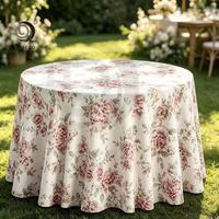 Nappe ronde en toile de polyester à motifs floraux pour la décoration de banquet de mariage
