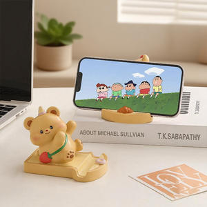 ที่วางโทรศัพท์มือถือรูปหมีเนยสุดน่ารัก งานประติมากรรมเรซิ่นอีพ็อกซี่ ของตกแต่งโต๊ะทำงาน ของขวัญวันเกิดสุดสร้างสรรค์ - Product Image 2