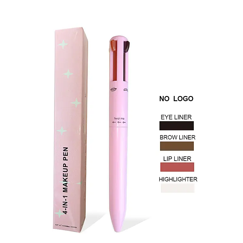 Bán buôn mỹ phẩm 4 trong 1 trang điểm bút lông mày Bút chì kẻ mắt môi lót mắt Highlighter tất cả trong một liên lạc lên 4 trong 1 trang điểm bút